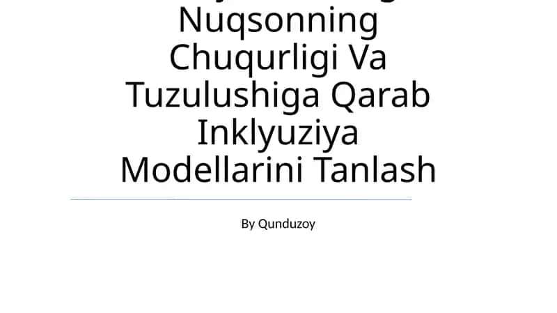 Inklyuziv modellarning umumiy ko'rinishi 1