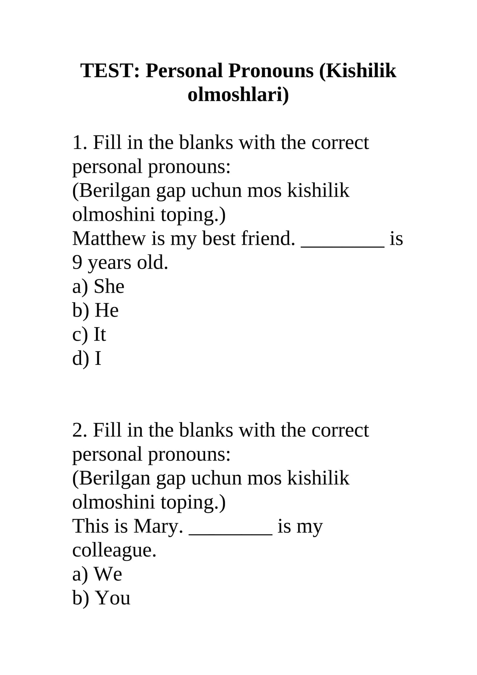Kishilik olmoshlari 1