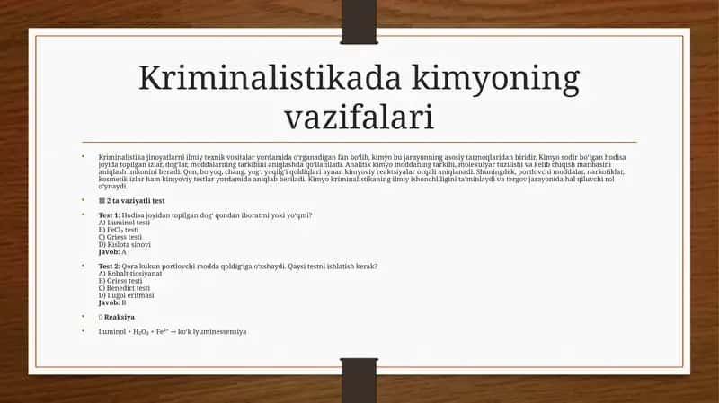 Kriminalistika fanidan kimyo 1