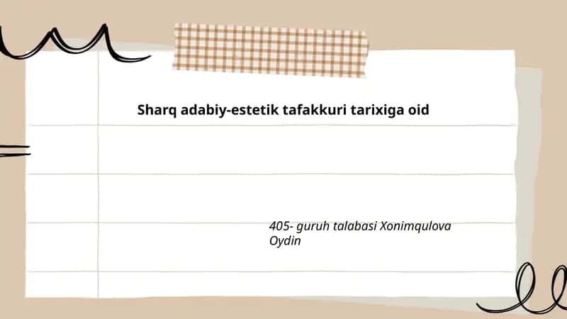 Sharq adabiy-estetik tafakkuri tarixiga oid 1