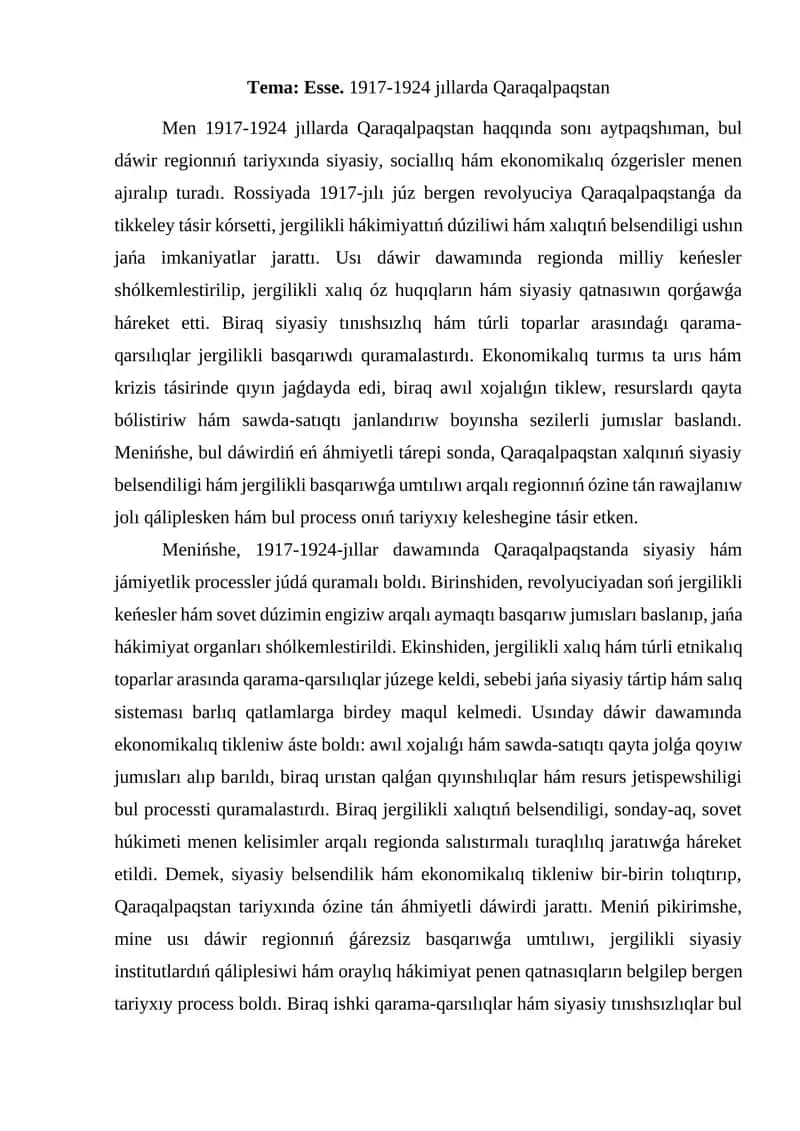 1917-1924 jıllarda Qaraqalpaqstan 1