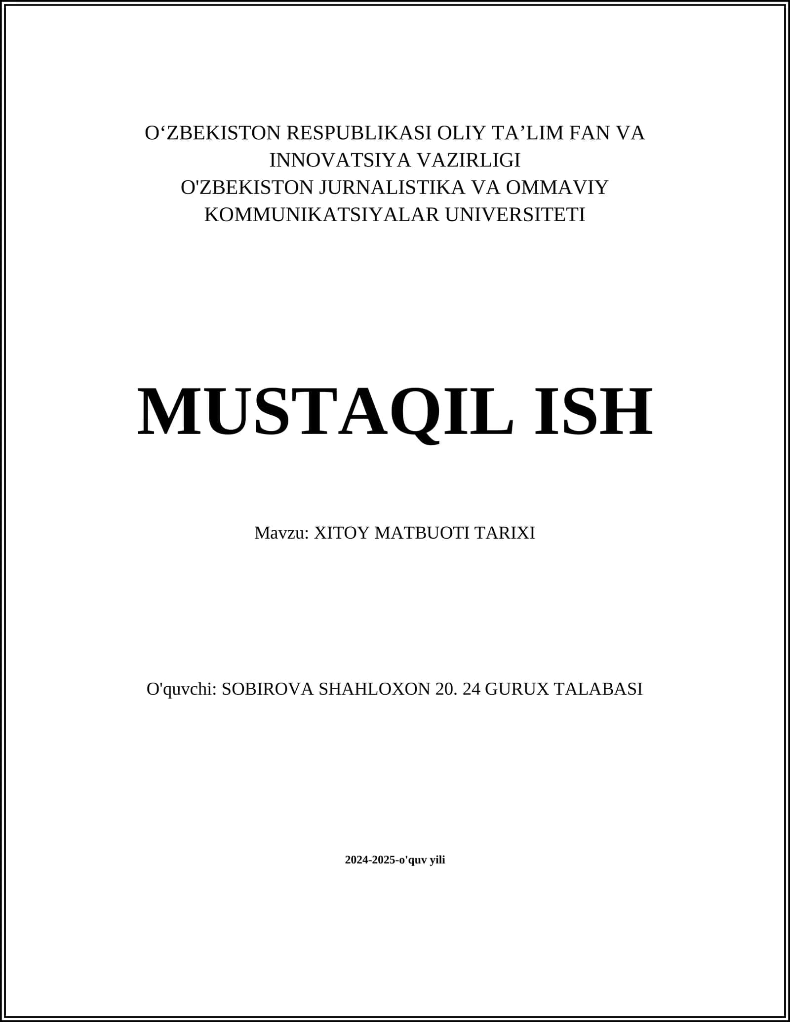 Xitoy matbuotining rivojlanishi 1