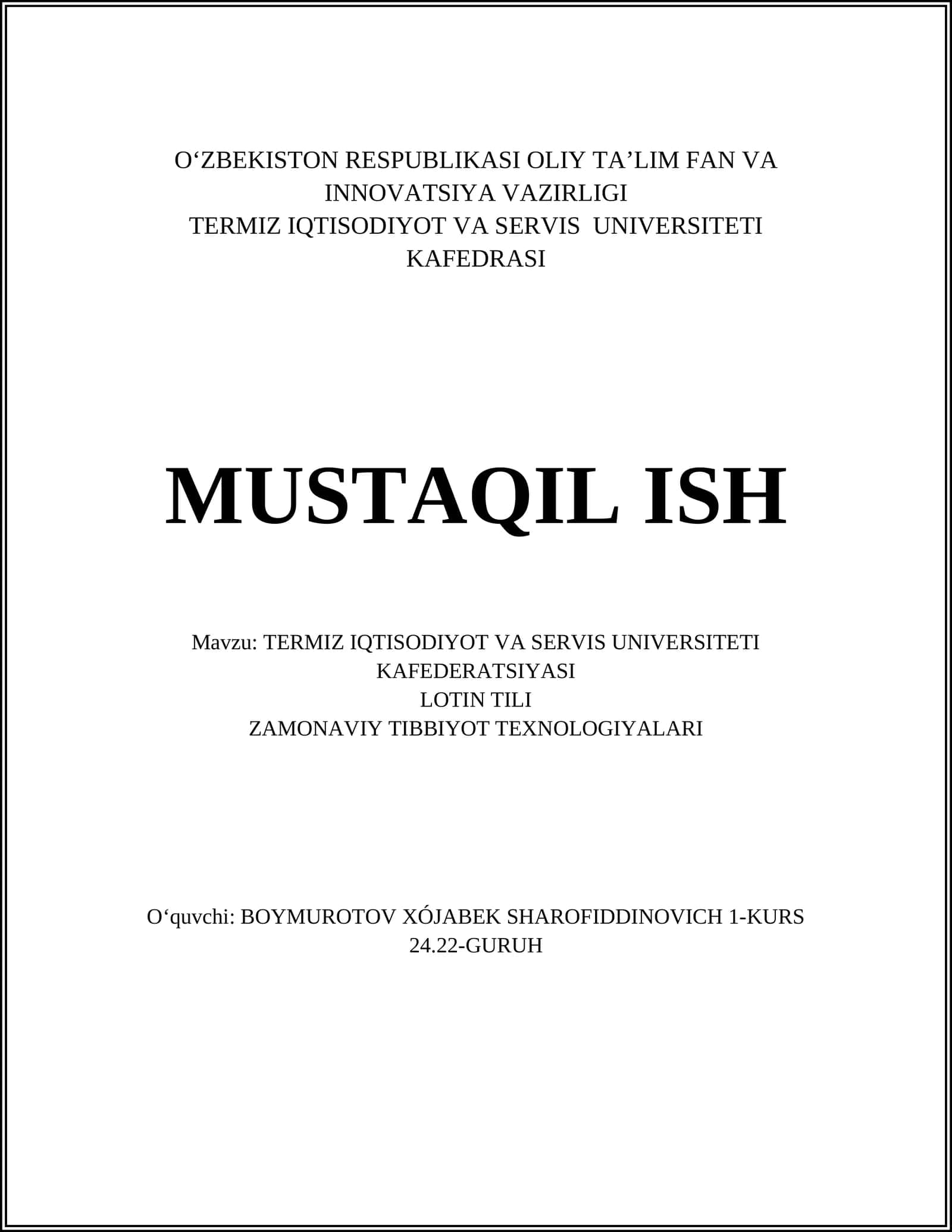 Zamonaviy tibbiyot texnologiyalari 1