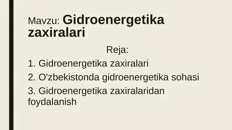 Gidroenergetika zaxiralari 1