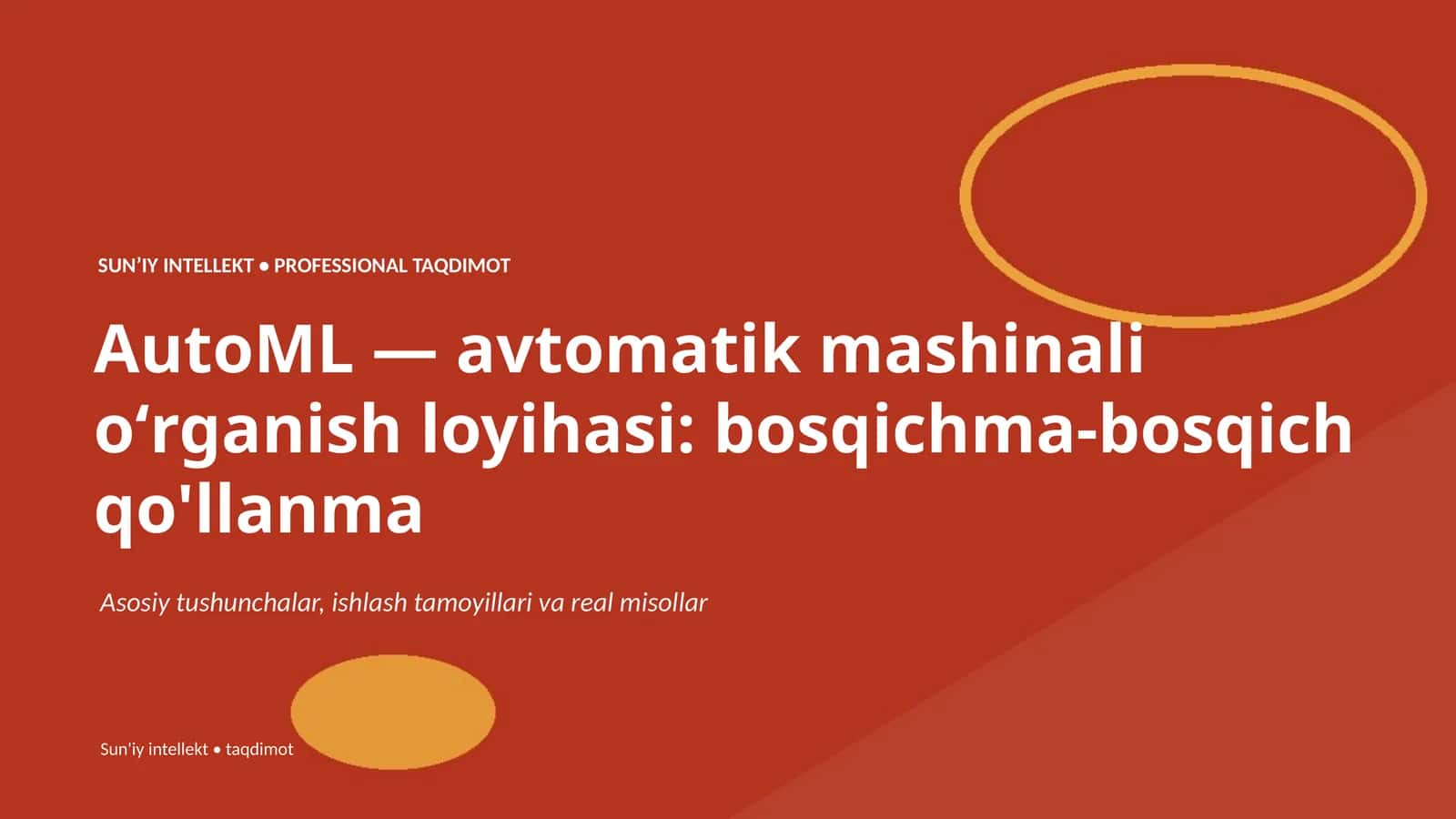 AutoML — avtomatik mashinali oʻrganish loyihasi: bosqichma-bosqich qo'llanma 1