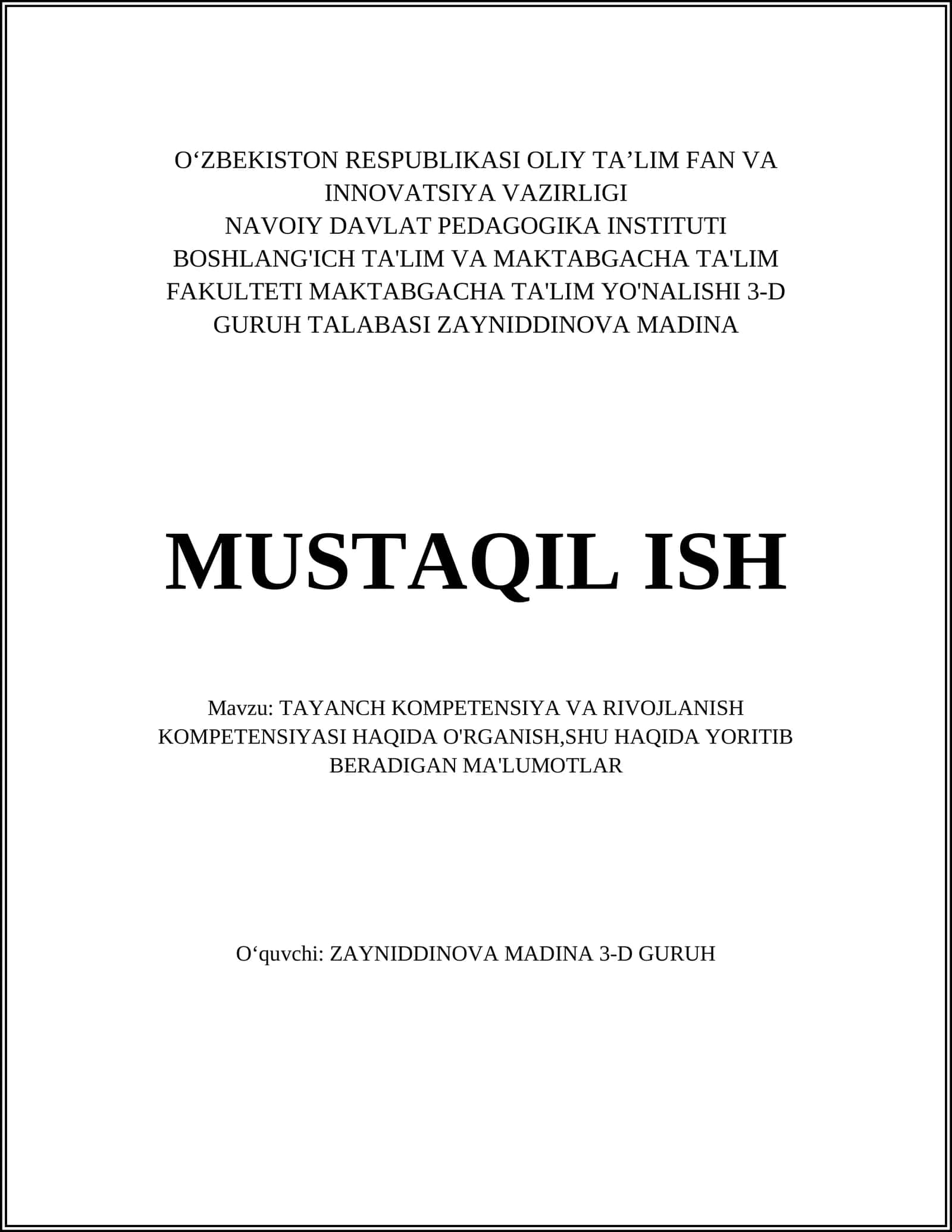 TAYANCH KOMPETENSIYA VA RIVOJLANISH KOMPETENSIYASI 1