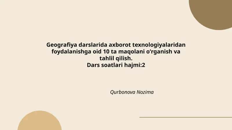 Geografiya darslarida axborot texnologiyalari 1