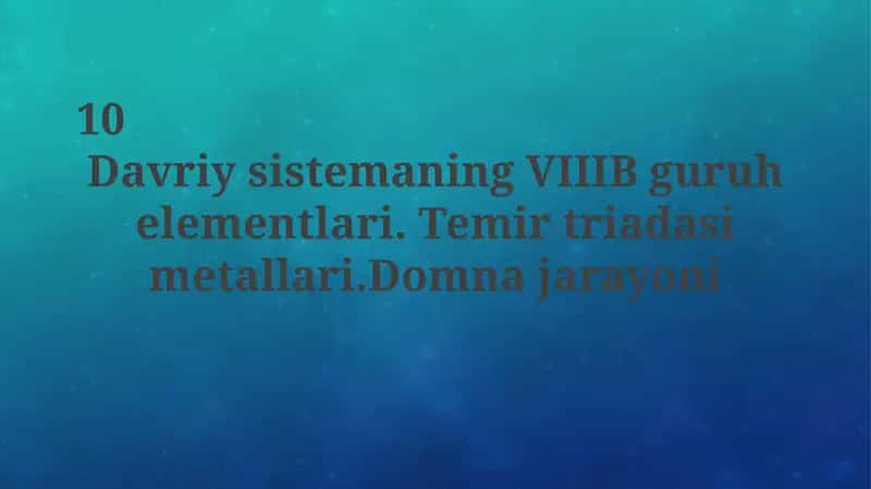 VIIIB Guruh Elementlari 1