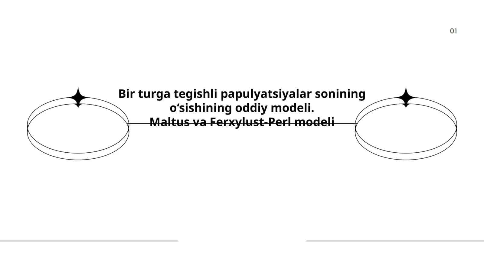 Bir turga tegishli papulyatsiyalar sonining o‘sishining oddiy modeli. Maltus va Ferxylust-Perl modeli 1