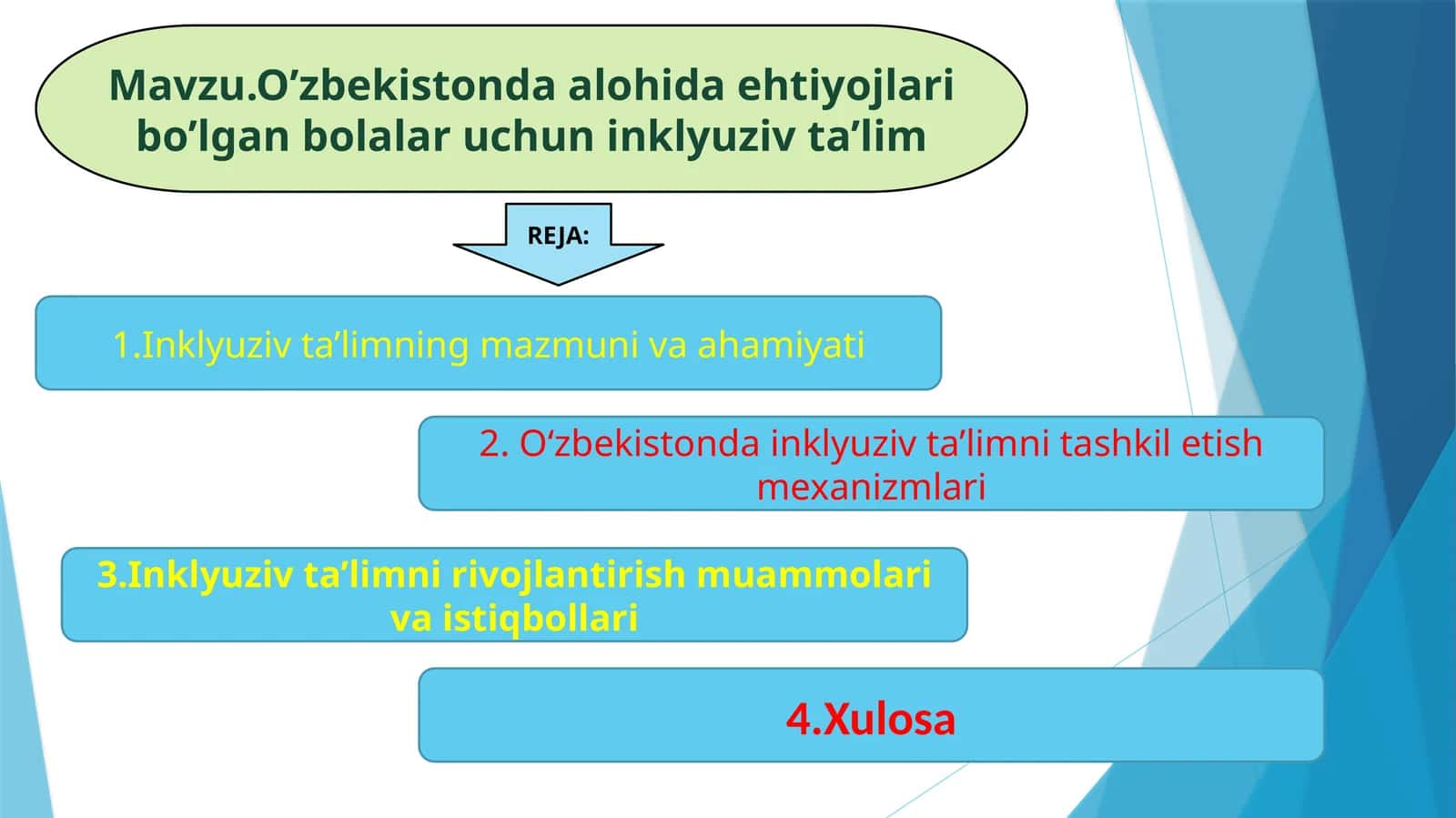 O’zbekistonda alohida ehtiyojlari bo’lgan bolalar uchun inklyuziv ta’lim 1