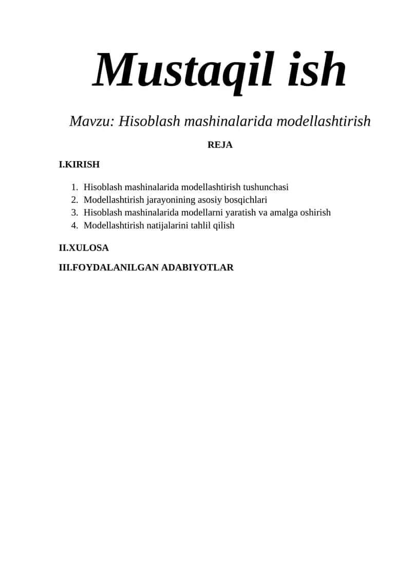 Hisoblash mashinalarida modellashtirish 1