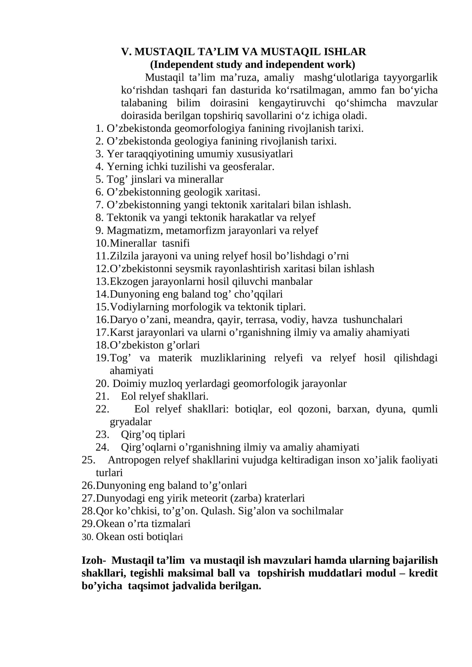 V. MUSTAQIL TA’LIM VA MUSTAQIL ISHLAR 1