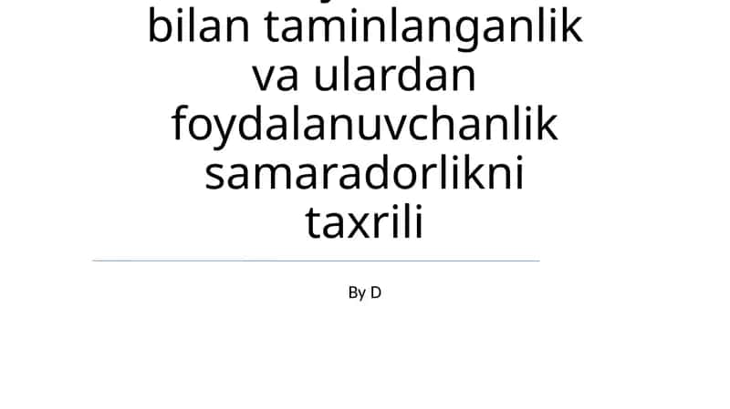 Resurslar mavjudligini baholash 1