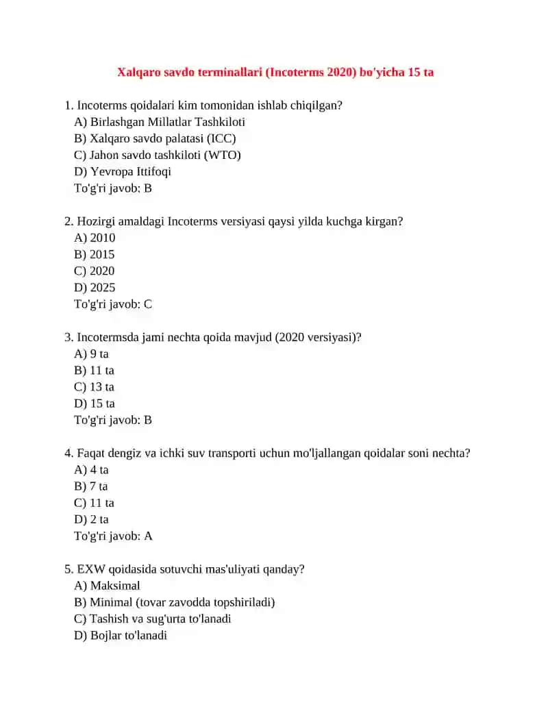 Incoterms 2020