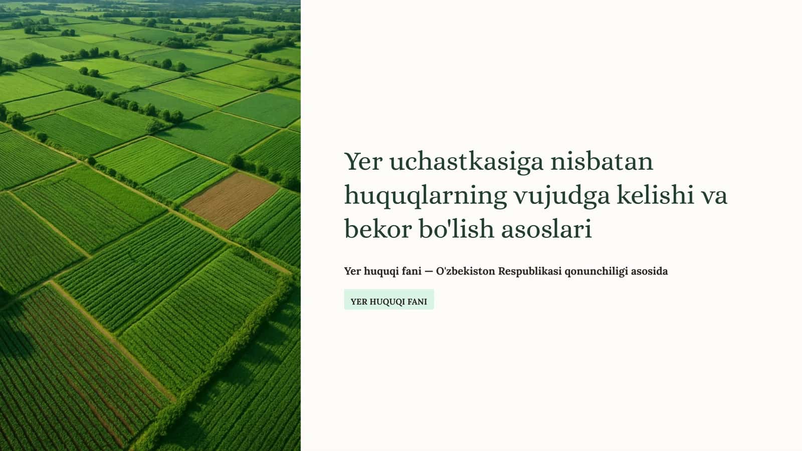 Yer uchastkasiga nisbatan huquqlarning vujudga kelishi va bekor bo'lish asoslari 1