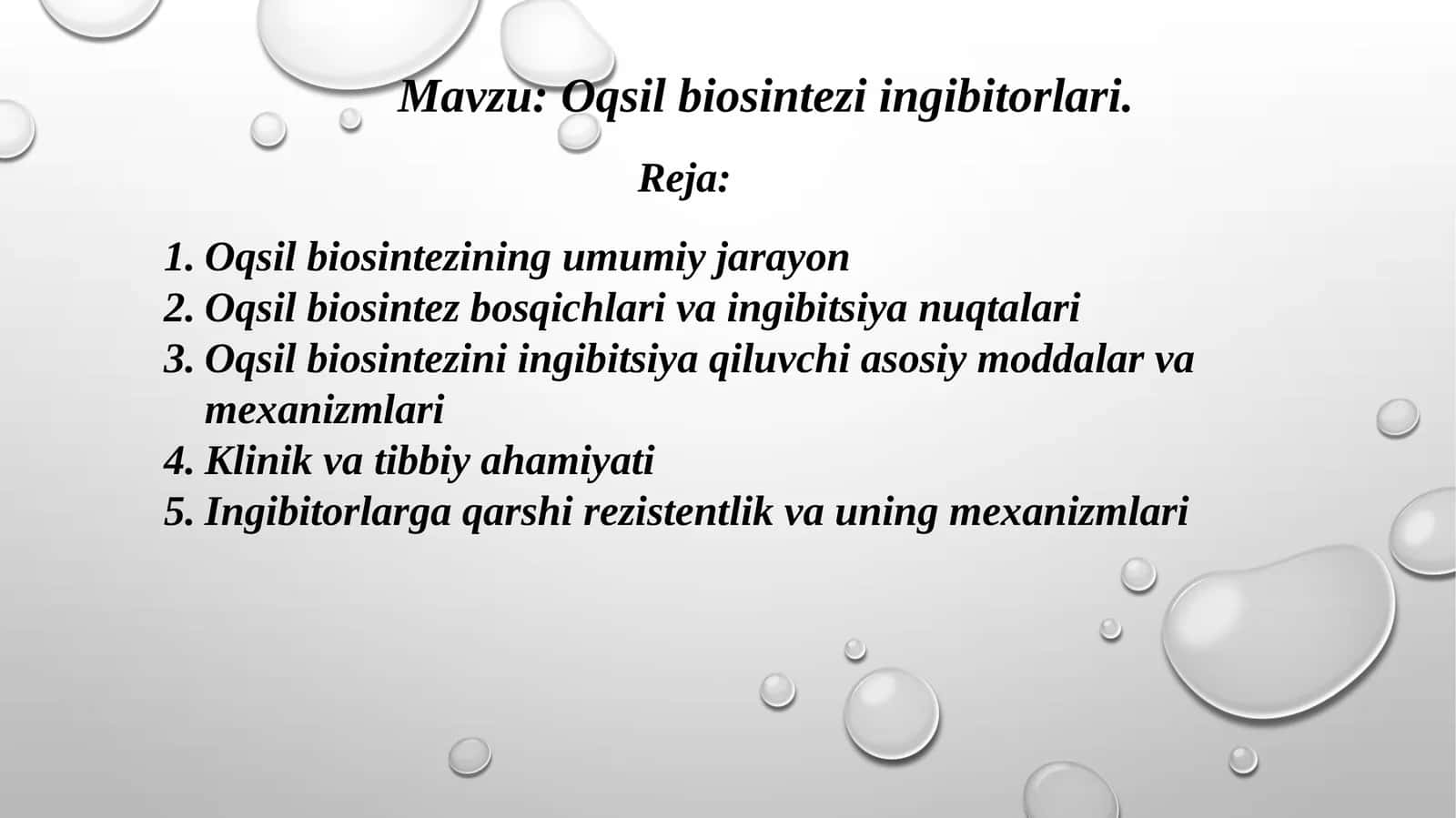Oqsil biosintezi tiingibitorlari 1