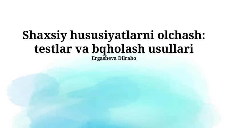 Intellektni baholash testlari 1