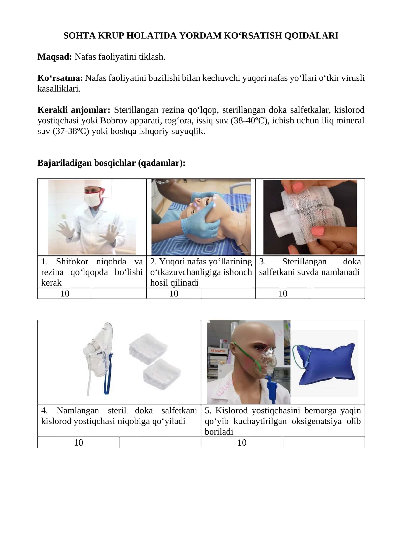 SOHTA KRUP HOLATIDA YORDAM KO‘RSATISH QOIDALARI 1