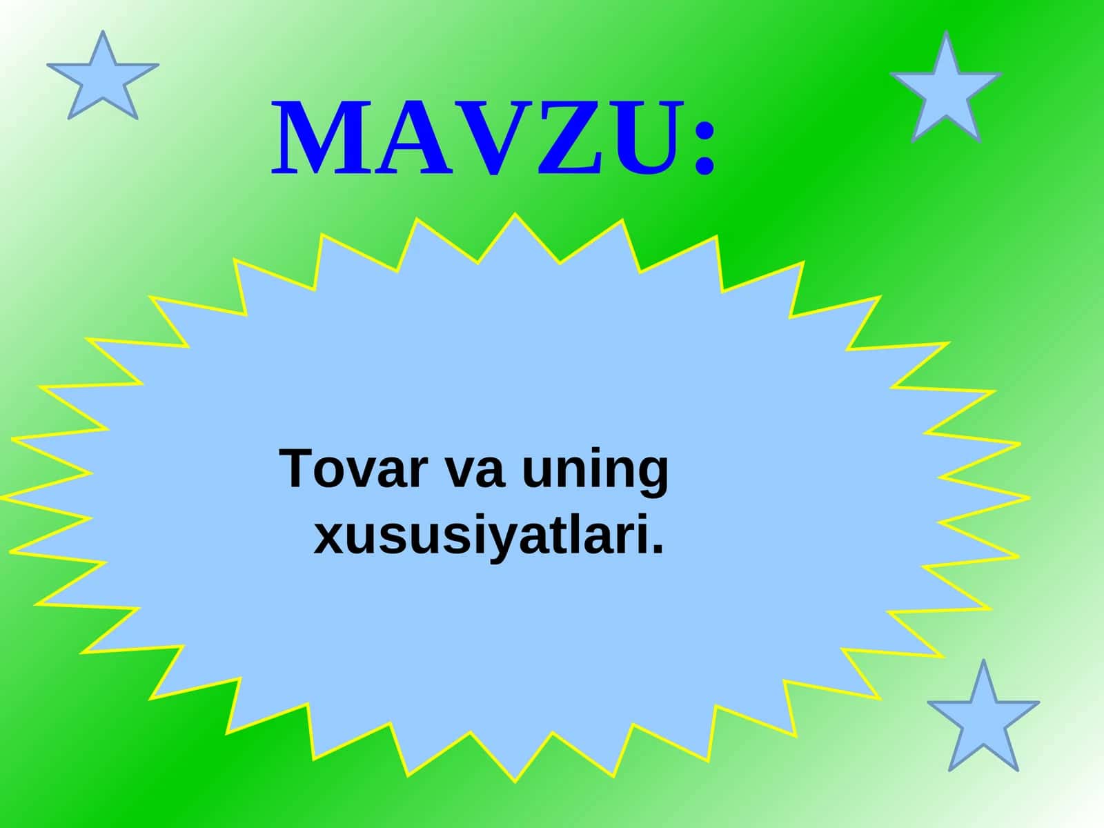 Tovar va uning xususiyatlari 1
