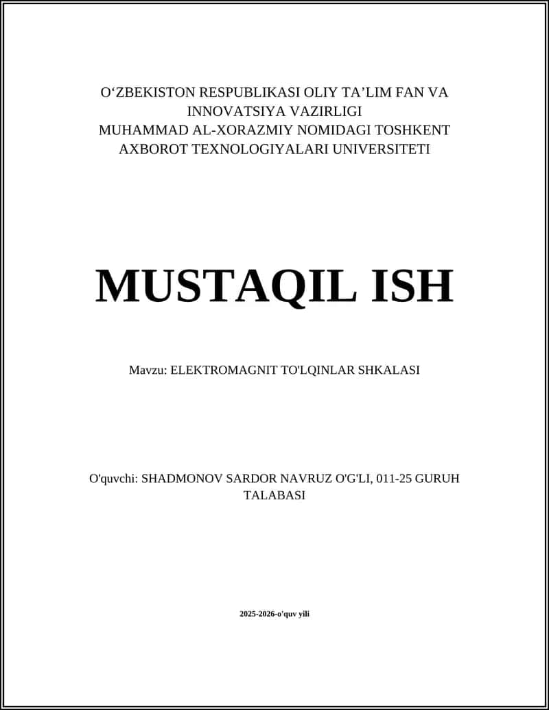 ELEKTROMAGNIT TO'LQINLAR SHKALASI 1
