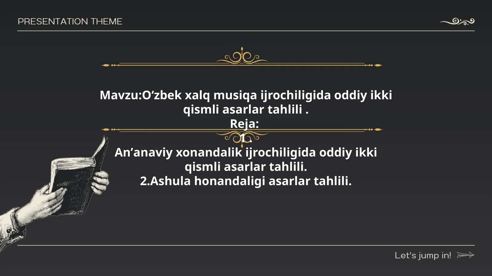 Oʻzbek xalq musiqa ijrochiligida oddiy ikki qismli asarlar tahlili 1