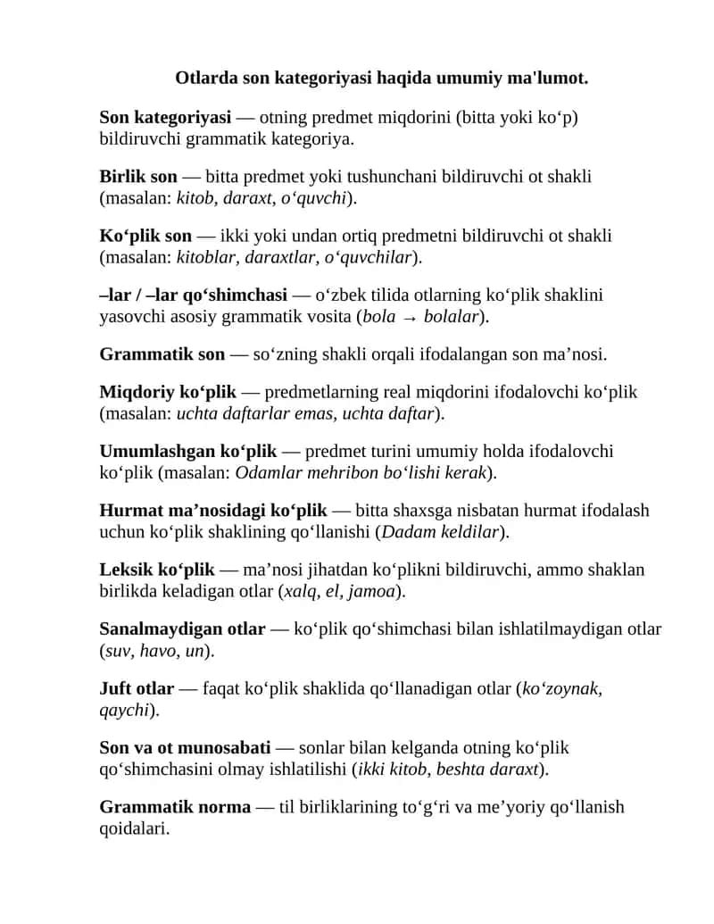 Otlarda Son Kategoriyasi 1