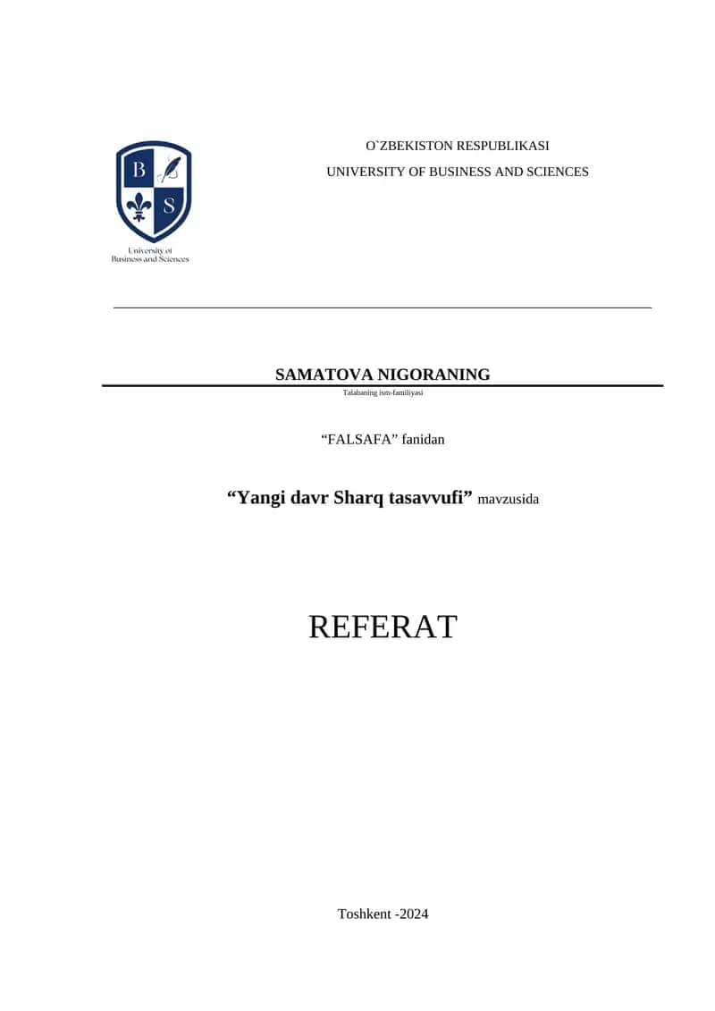 Yangi davr Sharq tasavvufi 1
