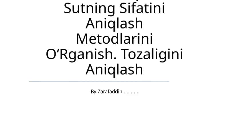 Xom ashyo sifatini baholash 1