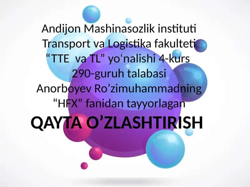 QAYTA O’ZLASHTIRISH 1