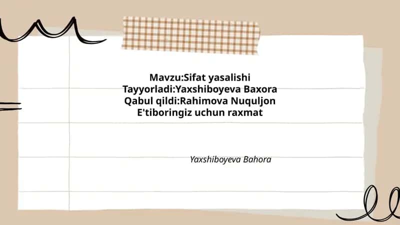 Sifat yasalishi 1