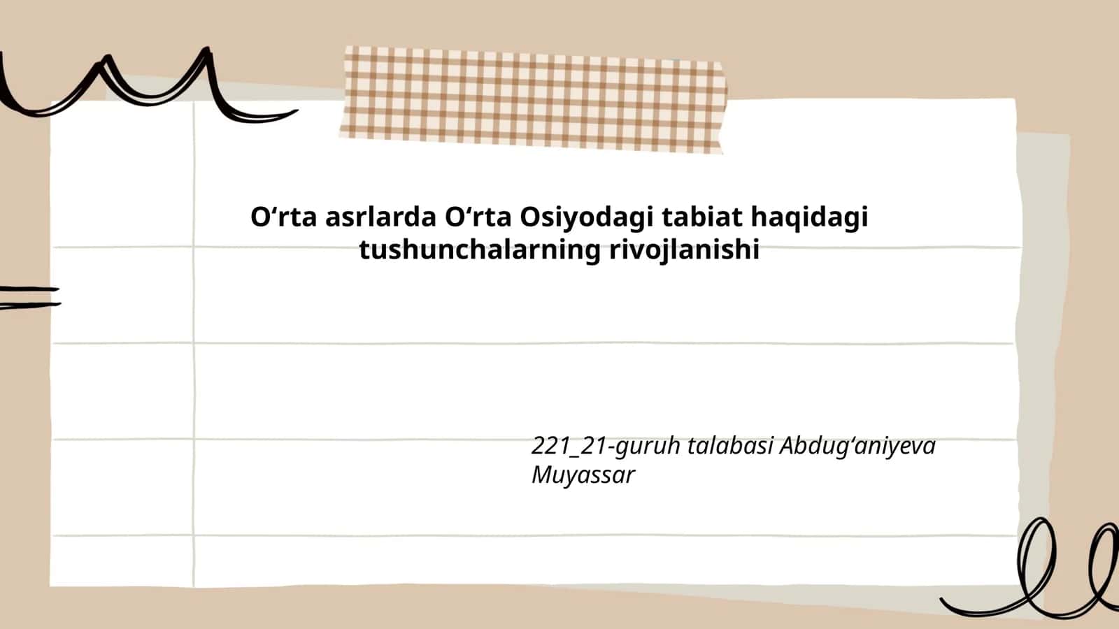 Oʻrta asrlarda Oʻrta Osiyodagi tabiat haqidagi tushunchalarning rivojlanishi 1