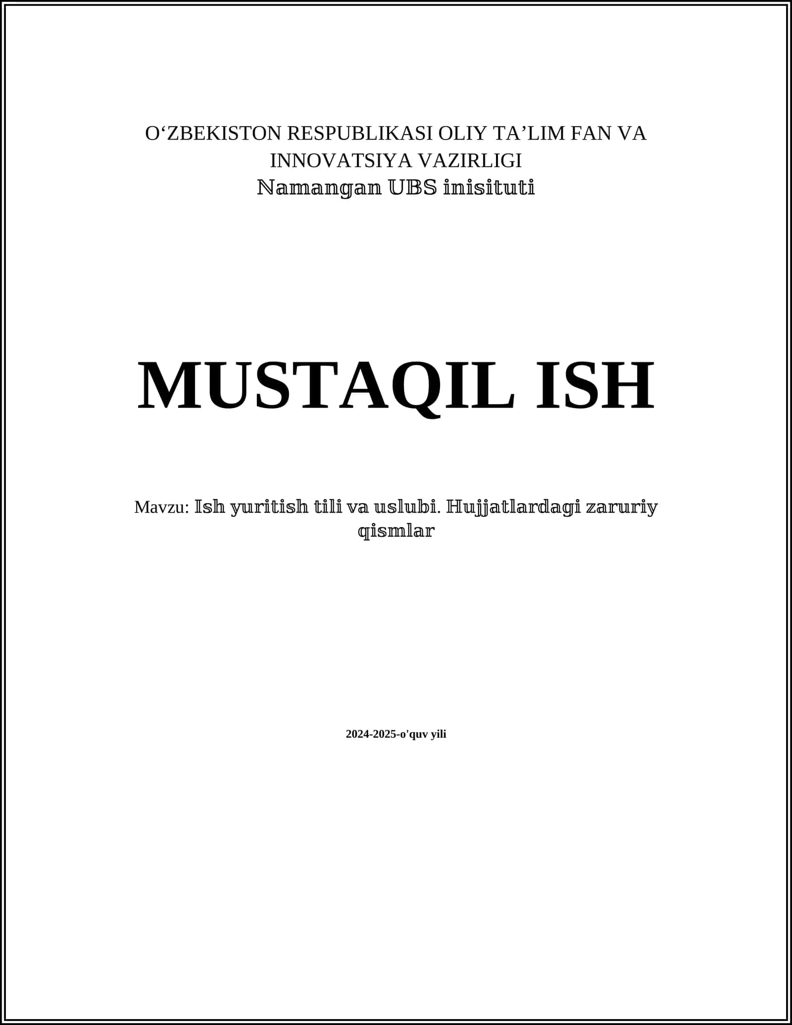 Ish yuritish hujjatlari turi 1
