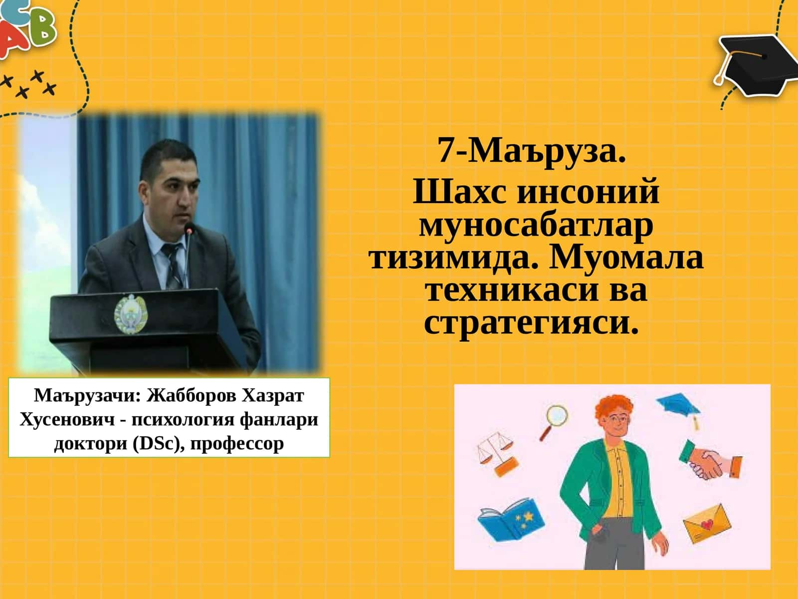 Шахсинсоний муносабатлар тизимида. Муомала техникаси ва стратегияси 1