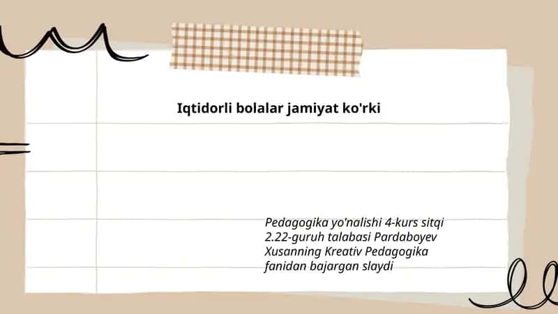 Pardaboyev Xusanning Kreativ Pedagogika fanidan bajargan slayd 1