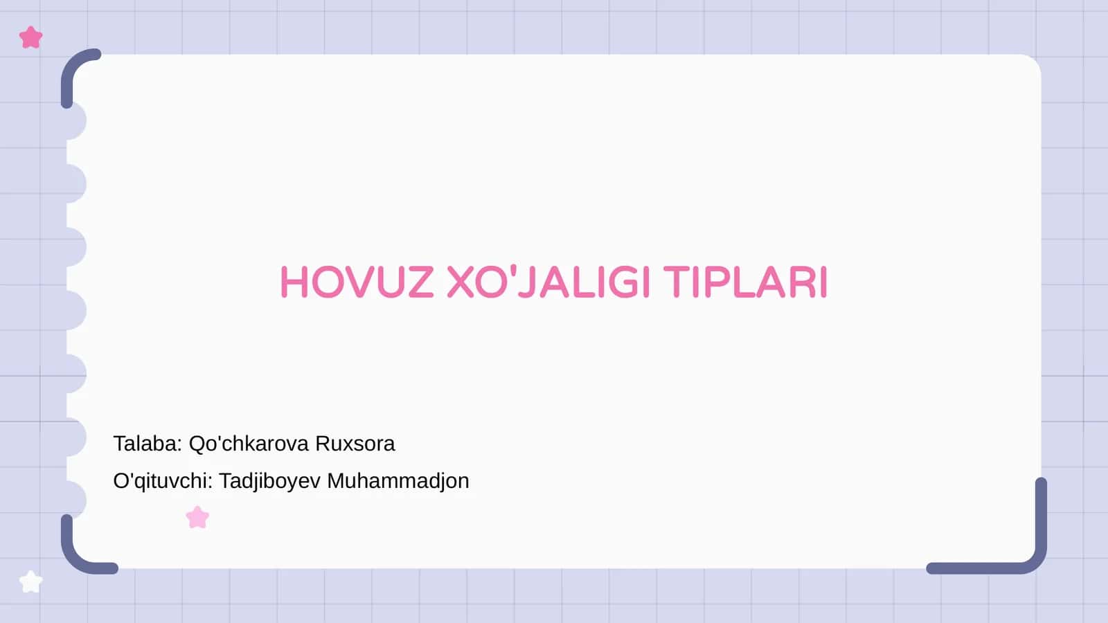 HOVUZ XO'JALIGI TIPLARI 1