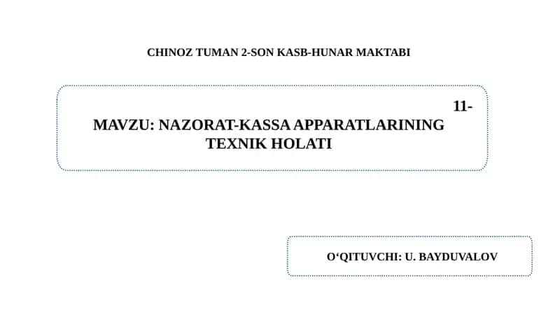 Nazorat-kassa apparatlarini texnik holati 1