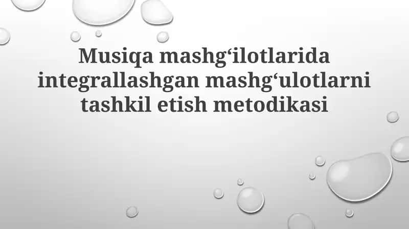 Integrallashgan mashg'ulotlarni tashkilotish metodikasi 1