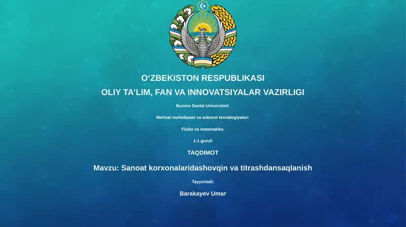 Sanoat korxonalaridashovqin va titrashdansaqlanish 1