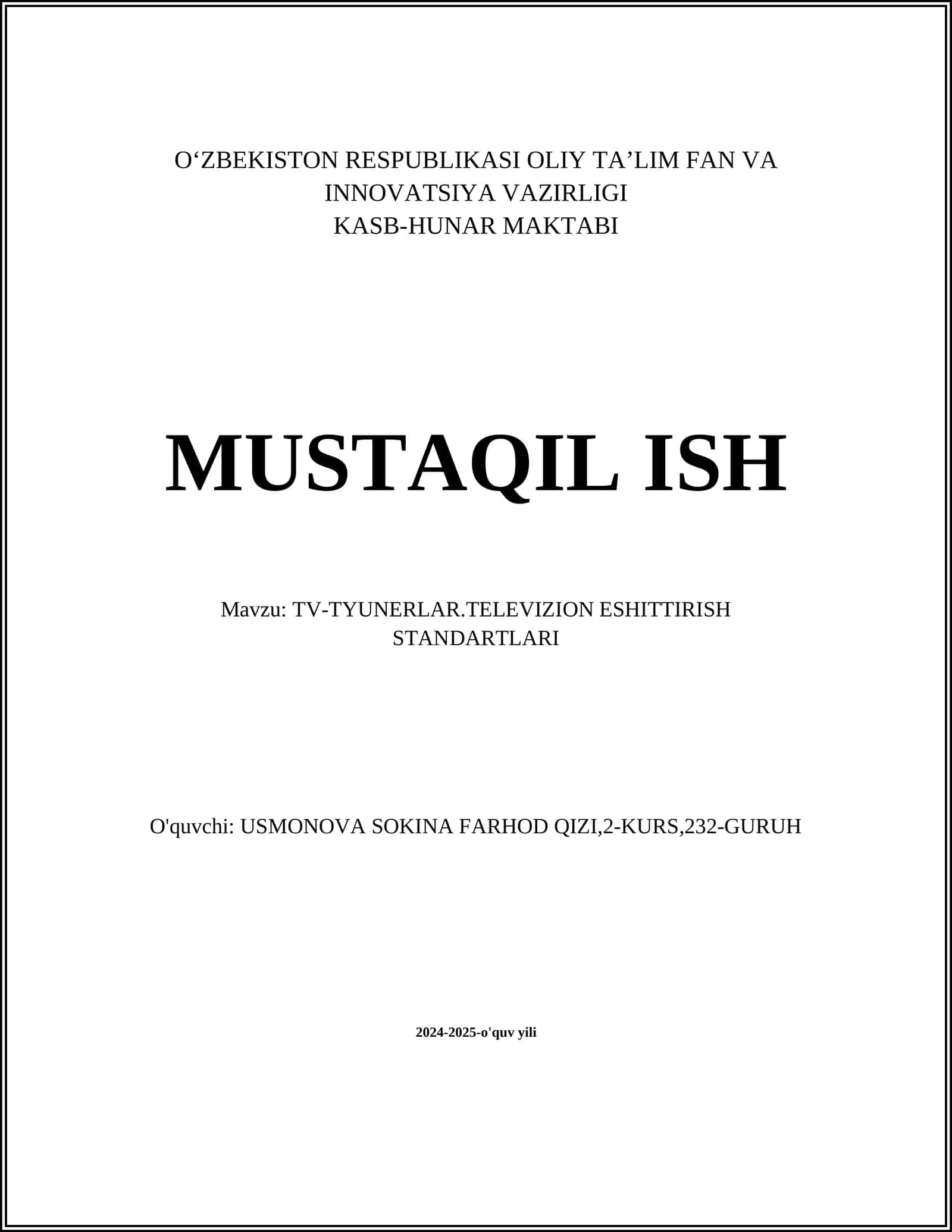 TV-TYUNERLAR.TELEVIZION ESHITTIRISH STANDARTLARI 1
