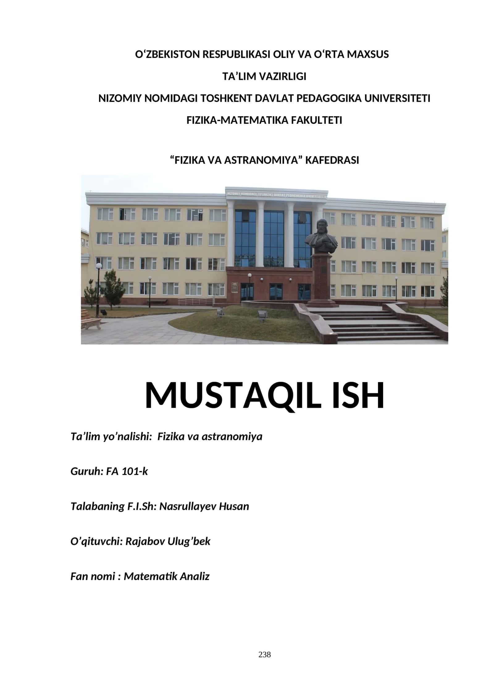 Darajali qatorning tekis yaqinlashishi 1