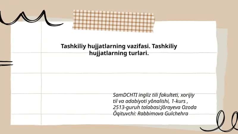 Tashkiliy hujjatlarning vazifasi 1