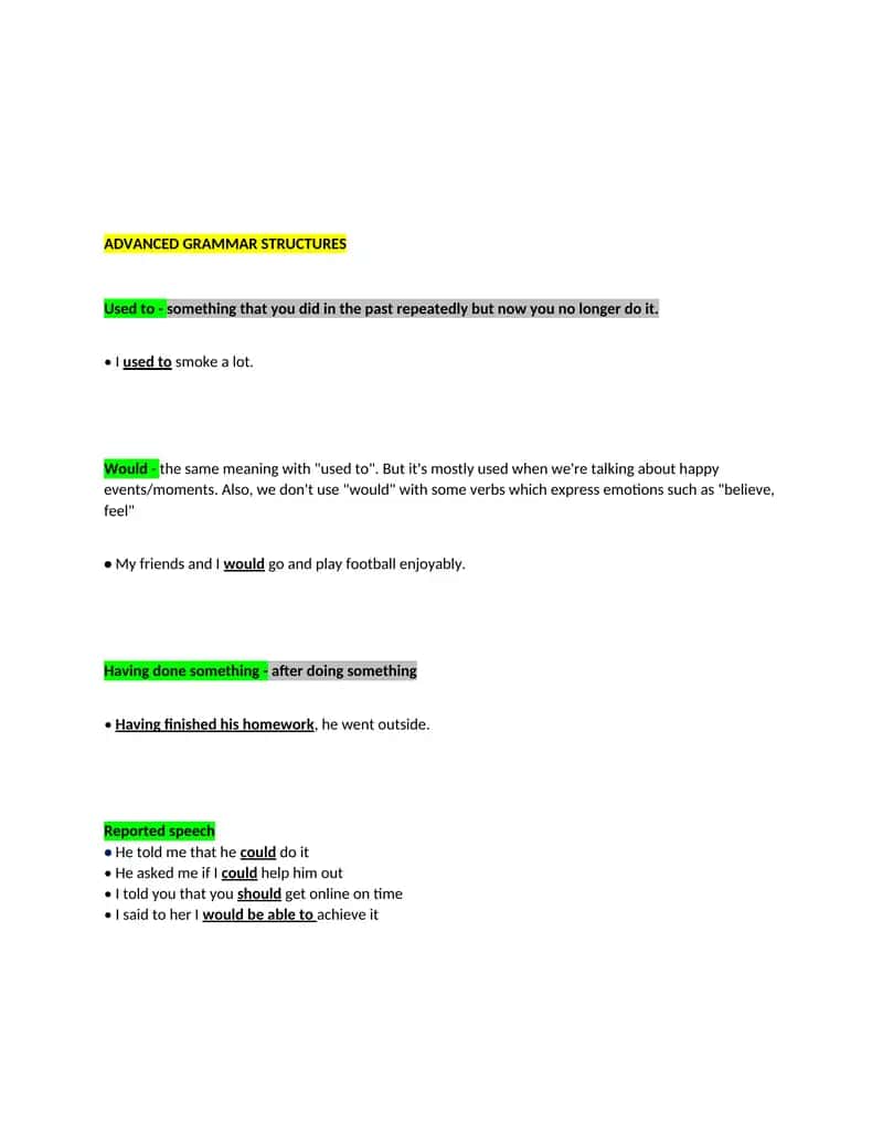 ADVANCED GRAMMAR STRUCTURES 1