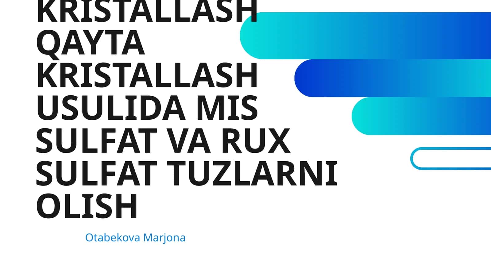 KRISTALLASH QAYTA KRISTALLASH USULIDA MIS SULFAT VA RUX SULFAT TUZLARNI OLISH 1