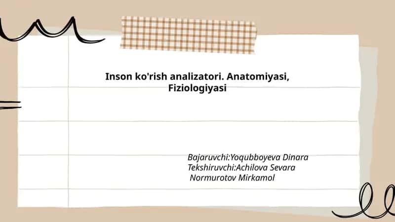 Inson ko'rish analizatori. Anatomiyasi, Fiziologiyasi 1