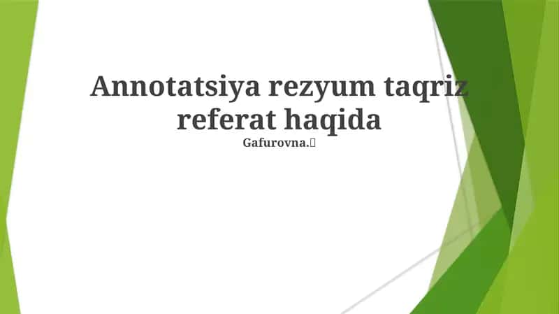 Annotatsiyalar, Resüme tushunchalari 1