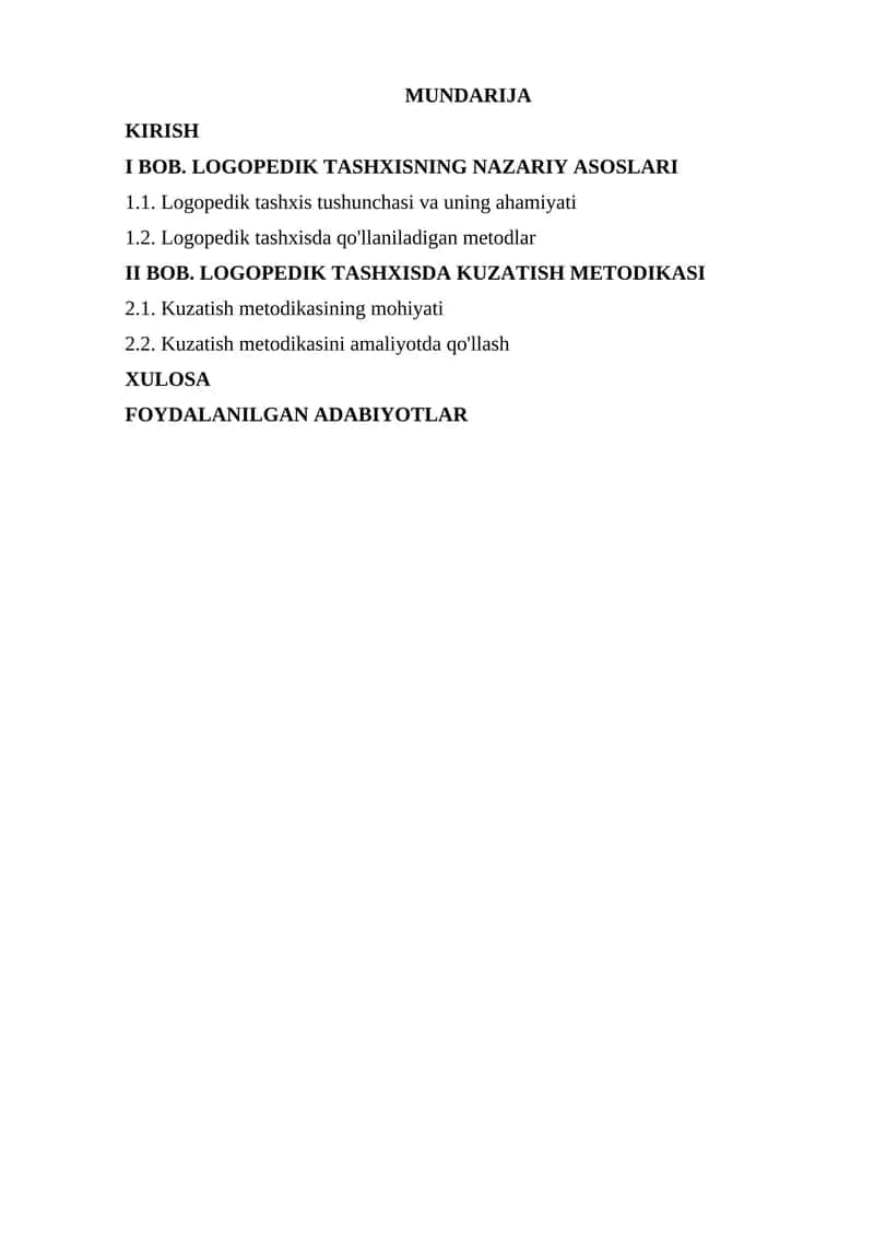 Logopedik tashxisda kuzatish metodikasi 1