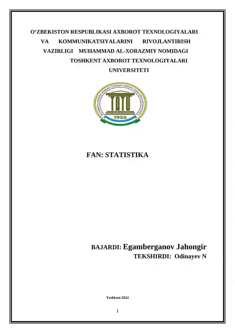 Statistika fanidan misol