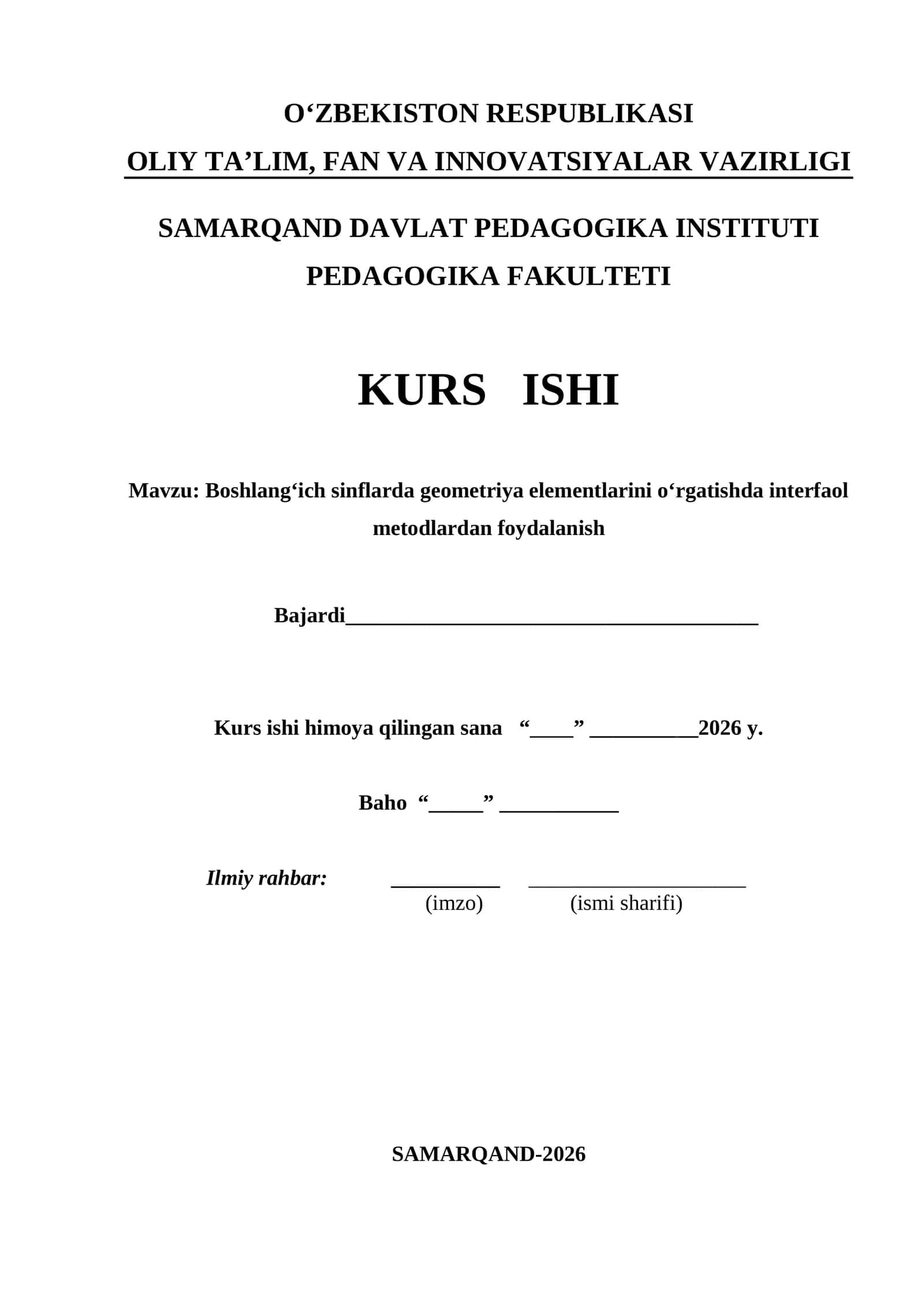 Boshlang‘ich sinflarda geometriya elementlarini o‘rgatishda interfaol metodlardan foydalanish 1