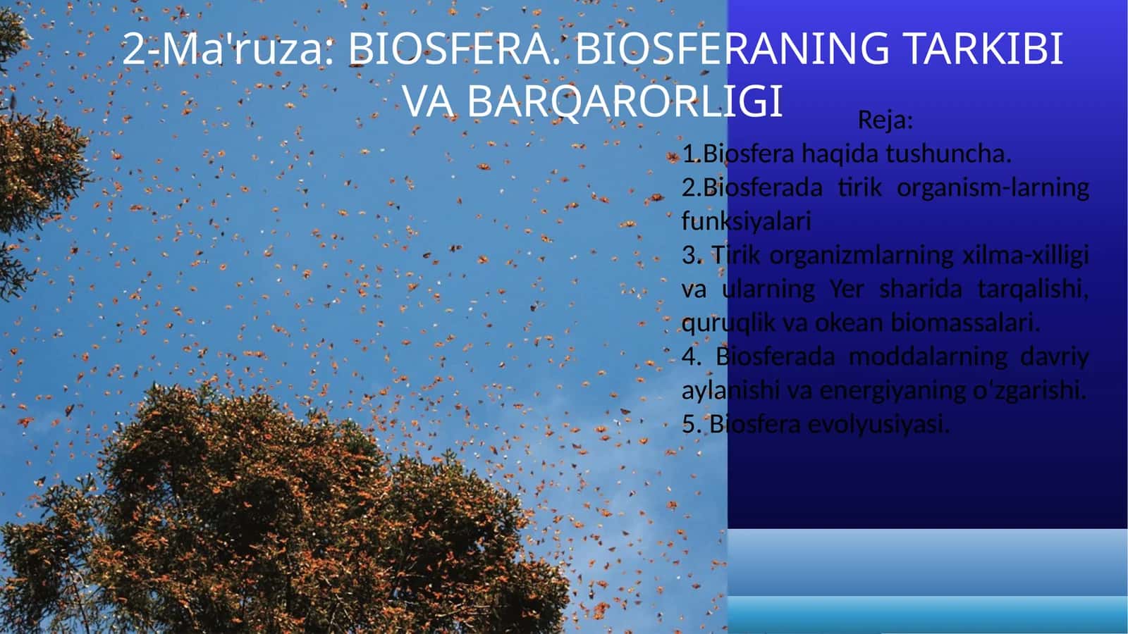 BIOSFERA. BIOSFERANING TARKIBI VA BARQARORLIGI 1