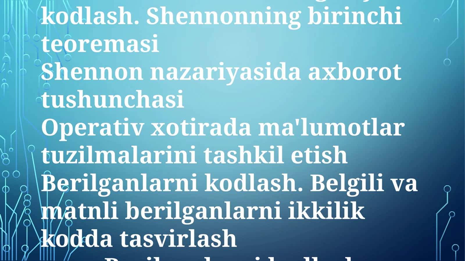 Shannon Nazariyasidagi Ma'lumot Tushunchasi 1